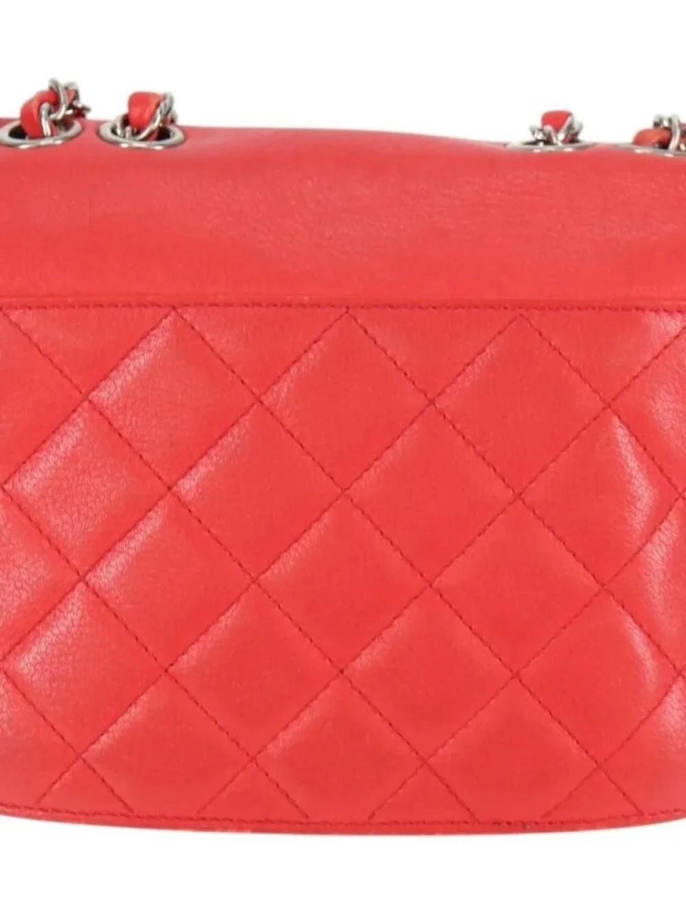CHANEL Matelasse Chain Shoulder Bag Leather Red Silver CC Auth 138980M